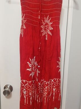 Source Unknown Red Sun-Print Mini Dress